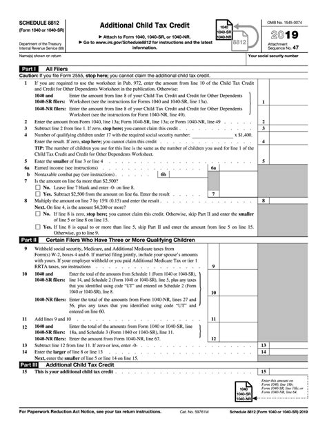 2019 Form Irs 1040 Schedule 8812 Fill Online Printable Fillable