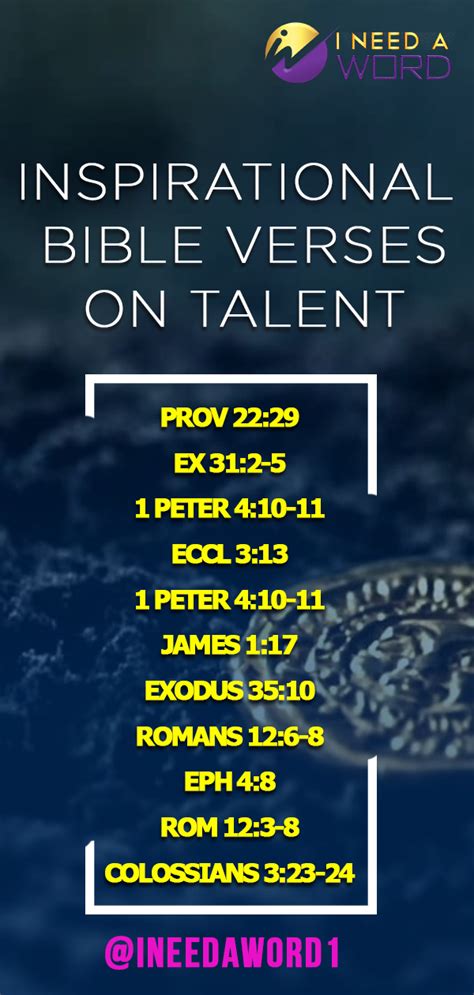 Each of us receives gifts and talent from god… how does god want us to use his gifts? Inspirational Bible Verse On Talent - I Need A Word