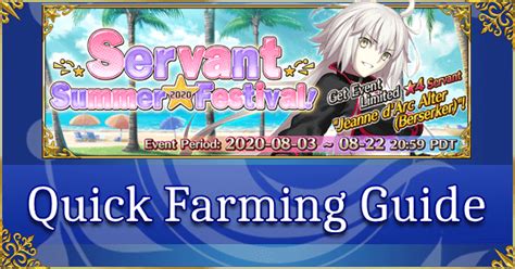 De todo tipo de juegos. FGO Servant Summer Festival 2020 - Quick Farming Guide ...