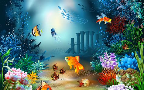 Free Download Underwater World Sea Life Vector Wallpaper Hd For