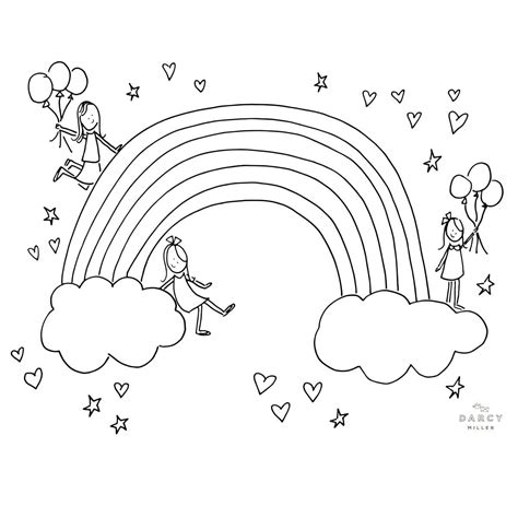 These are assortment of rainbow coloring pages and rainbow animals such as, rainbow bird and rainbow pixie. Rainbow Coloring Page | Darcy Miller Designs