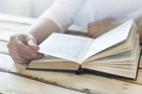 Open Book Woman S Hands Are Holding A Book Stock Photo Image Of