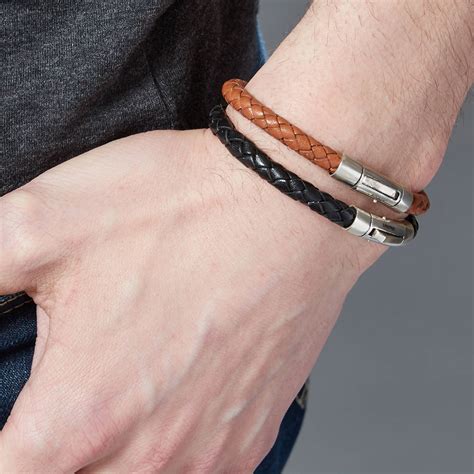 Mens Leather Bracelet With Hallmarked Silver Clasp By Hersey
