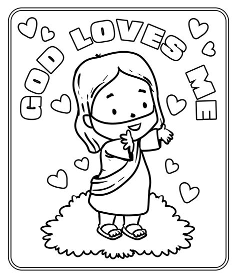 Jesus Loves Me Preschool Coloring Page