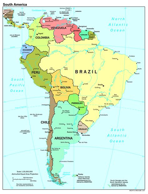 South America Map With Capitals Map Of The World Images