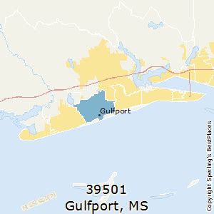 This page shows a google map with an overlay of zip codes for the us state of mississippi. Best Places to Live in Gulfport (zip 39501), Mississippi
