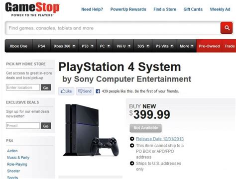 Ps4 Playstation 4 Sold Out At Gamestop Photo