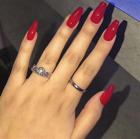Red Acrylic Nails Coffin Nails Salon