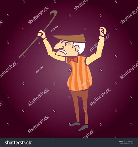 Angry Old Man Threatens Cane Hand Stock Vector Royalty Free 333246020