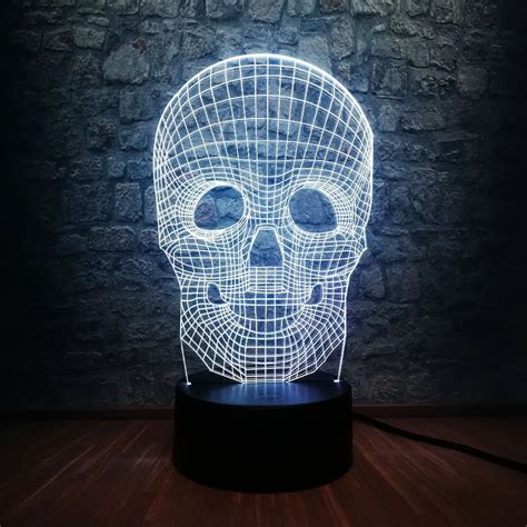 Creative Halloween Skull Colorful 3d Usb Led Lamp Optical Illusion
