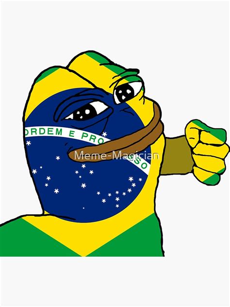Punching Pepe Brazil Sticker By Meme Magician Redbubble