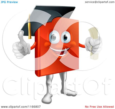 Cartoon Of A Red Book Mascot Graduate Royalty Free Vector Clipart By
