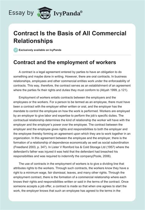 Contract Is The Basis Of All Commercial Relationships 2220 Words