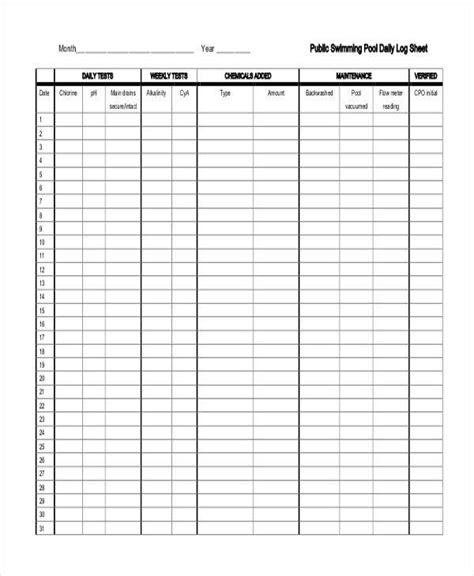 Free Printable Cleaning Log Template Printable Free Templates