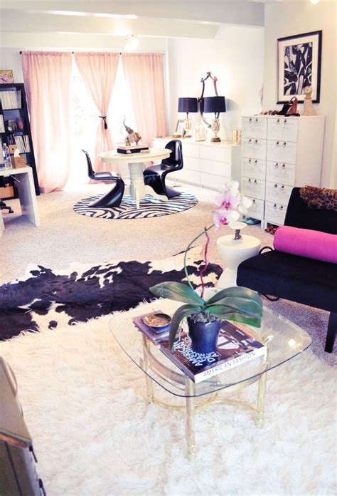 Black And White And Pink And Gold Home Office And Sitting