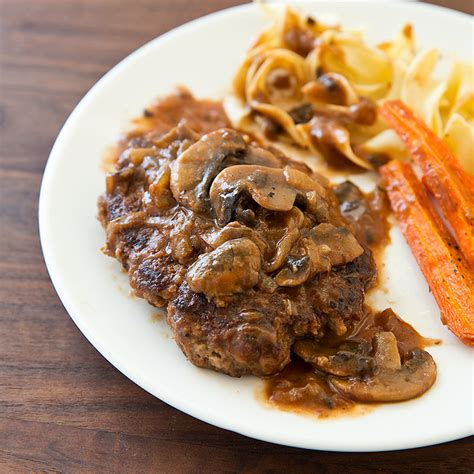 He's a valuable member of our anyway, the story of this salisbury steak recipe is that i regularly take hot meals down to him. Salisbury Steak for Two
