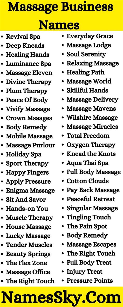 654 Massage Business Names Idea That Boost Your Massage Therapy Business