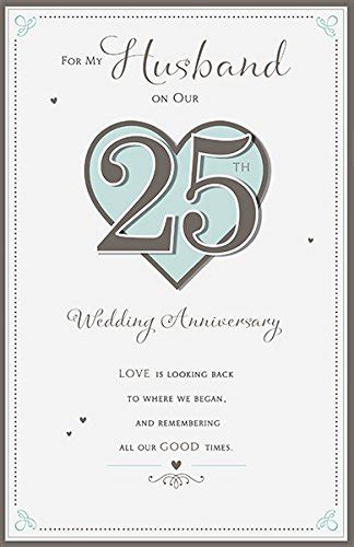 Buy 25th Wedding Anniversary Card Husband Silver Wedding Anniversary Card Husband Ideal For