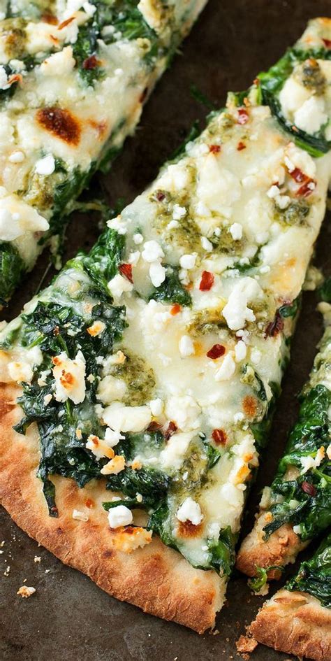 This is everyone's favorite and bonus, it only takes a few minutes to throw together. Three Cheese Pesto Spinach Flatbread Pizza - Healthy ...