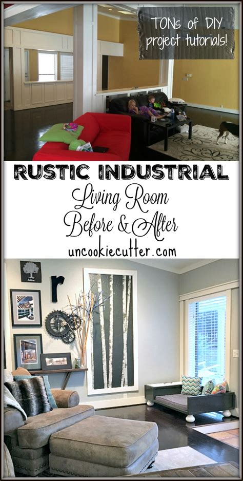 Rustic Industrial Living Room Before And After Uncookie Cutter