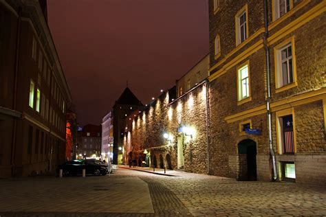 estonia, Houses, Street, Night, Street, Lights, Tallinn ...