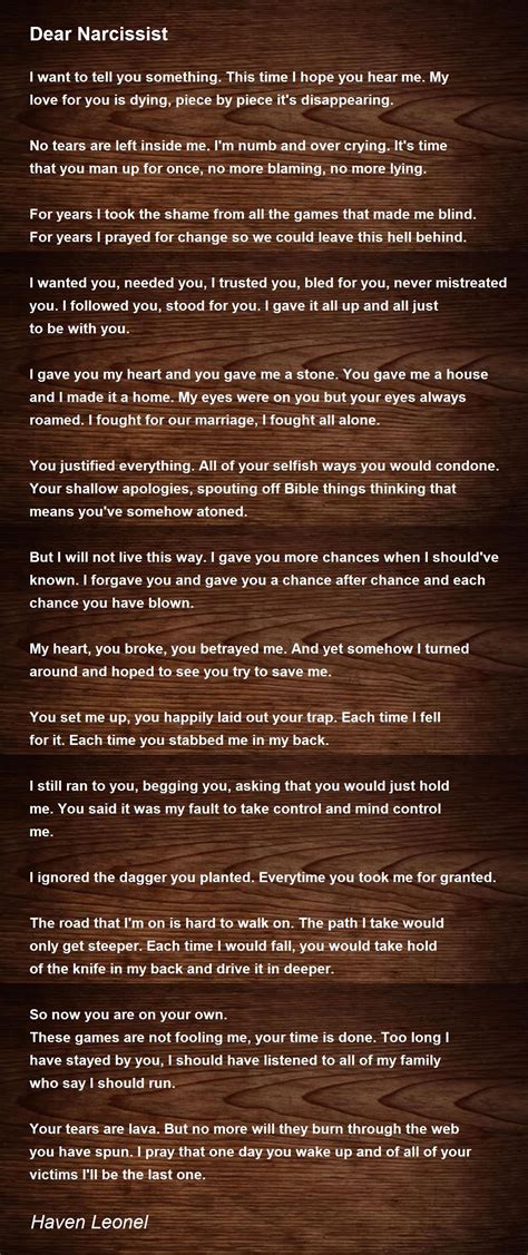 Dear Narcissist Dear Narcissist Poem By Haven Leonel