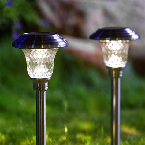 Hosus Solar Outdoor Landscape Pathway Light Set Of 4 With Glass Lens