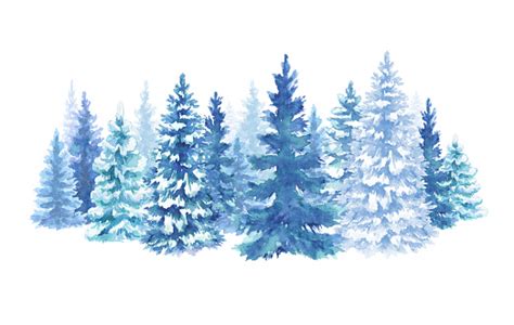 Watercolor Snowy Forest Illustration Christmas Fir Trees Winter Nature ...