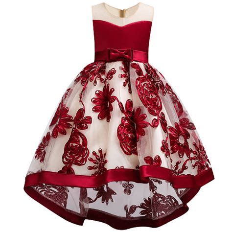 Flower Girl Dress Girls Embroidery Elegant Pageant Party Princess Dres