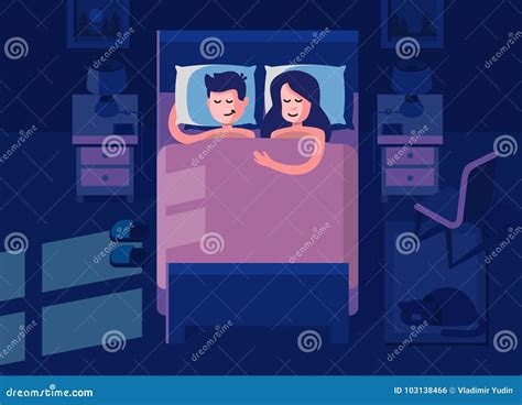 Man And Woman Sleeping In The Bed Stock Vector Illustration Of Romance Husband 103138466