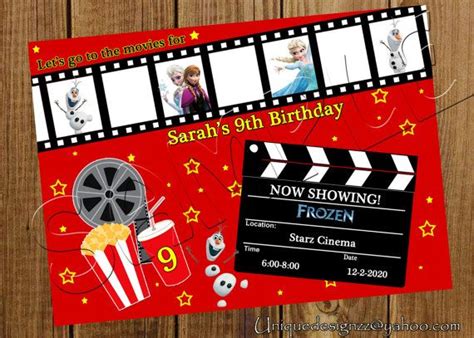 Movie Birthday Invitation By Uniquedesignzzz On Etsy Movie Birthday