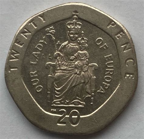 1999 Gibraltar ‘our Lady Of Europa 20p M J Hughes Coins