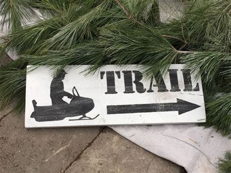 Snowmobile Trail Sign Etsy Trail Signs Rustic Wood Signs Rustic Signs