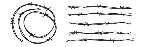 Barbed Wire Circle And Line View Set Fence Barbwire Border Chain
