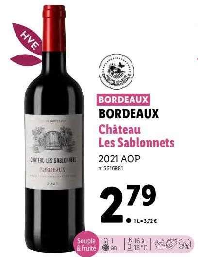 Promo Bordeaux Château Les Sablonnets 2021 Aop chez Lidl iCatalogue fr