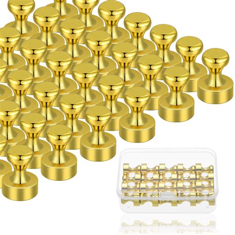 Buy 20 Pieces Push Pin Magnets Small Magnetic Push Pins Gold Fridge