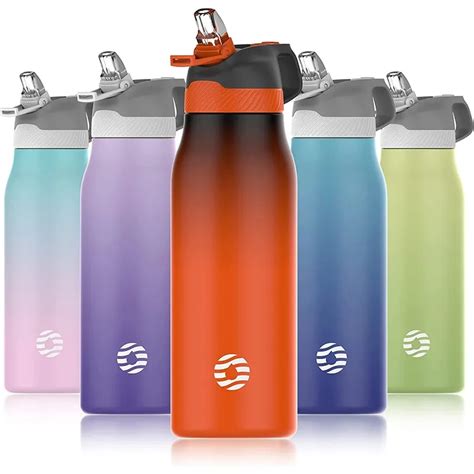 Feijian Insulated Water Bottle With Straw Lid Double Wall Thermos Stainless Steel Keeps Hot And
