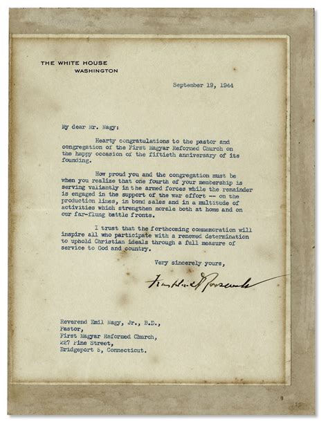 Lot Detail Franklin D Roosevelt Typed Letter Signed As President How Proud You And