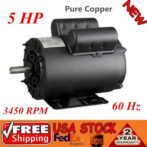 Air Compressor Motor 5 Hp Spl 1 Phase 56 Frame 3450rpm 58 Shaft 230v