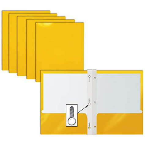 2 Pocket Glossy Yellow Paper Folders With Prongs 25 Pack By Better