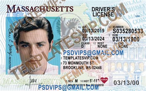 Massachusetts Ma Drivers License Psd Template Download 2022