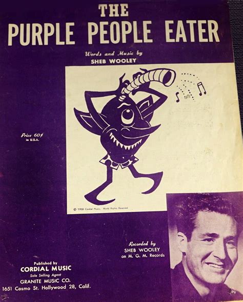 1958 The Purple People Eater Sheb Wooley Sheet Music In 2022 Sheb