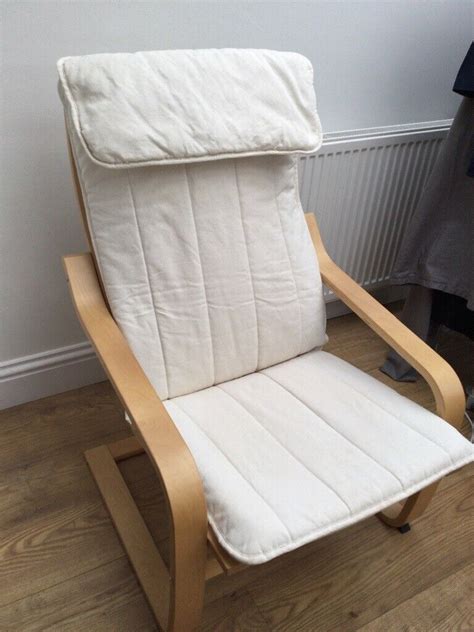 Ikea Poang Arm Chair Cream And Light Wood Comfy Chair In Chelmsford