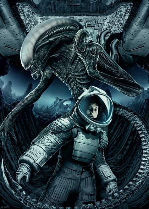 Genzoman Derelict Ellen Ripley Xenomorph Alien 1979 Alien Series Highres 1girl Alien