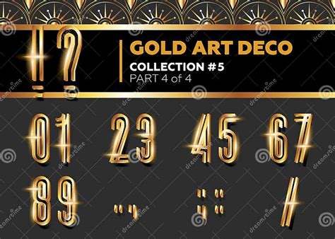 Vector Art Deco 3d Font Shining Gold Retro Alphabet Stock Vector