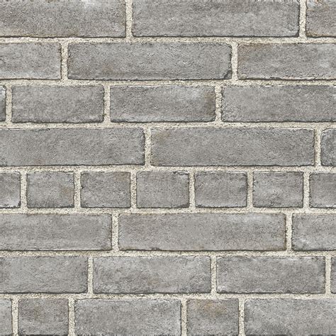 Brewster Wallcovering Facade Grey Brick Wallpaper Wallpaper