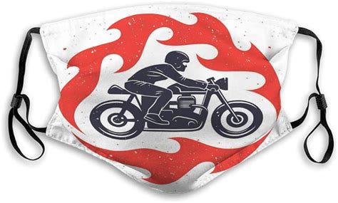Amazon Com Nynelsong Mouth Face Covers Motorcycle Print Rider Spurts Flame Cafe Racer Graphic