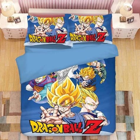 Dbz Goku Vegeta Gohan Goten Trunks And Piccolo Blue Bedding Set Saiyan