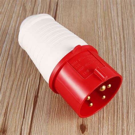 Red 415v 32 Amp 5pin Industrial Plug And Wall Socket Waterproof Ip44 Plug