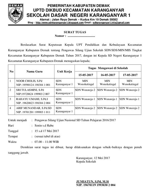 Download Contoh Surat Tugas Pengawas Ujian Nasional Un ~ Sidapodikdas